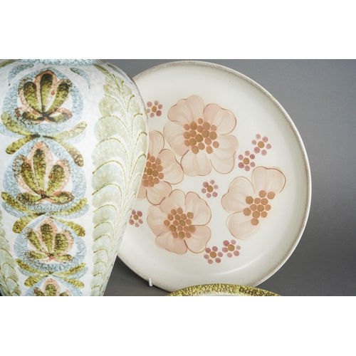 74 - A collection of Denby Pottery to include large vase decorated with anthemion leaves, approx 34cm tal... 