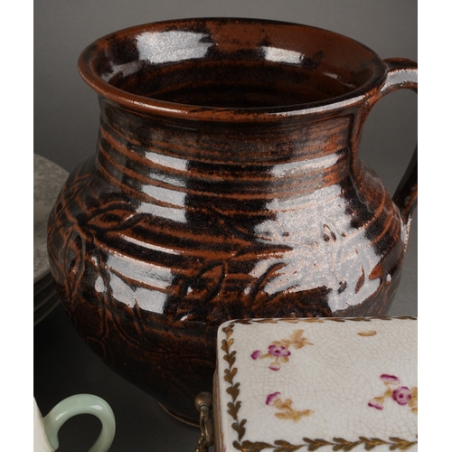 158 - Group of ceramics including a studio pottery ever by Alan Ward, signed to base and impressed monogra... 