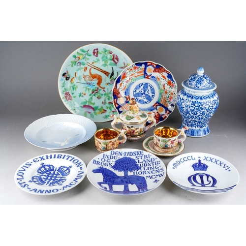 159 - Assorted ceramics to include: Royal Copenhagen commemorative wall plates #103, 104 and 52 [chip to r... 