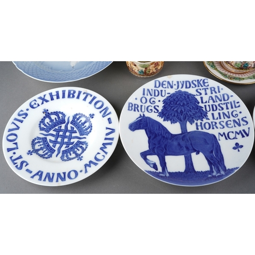 159 - Assorted ceramics to include: Royal Copenhagen commemorative wall plates #103, 104 and 52 [chip to r... 