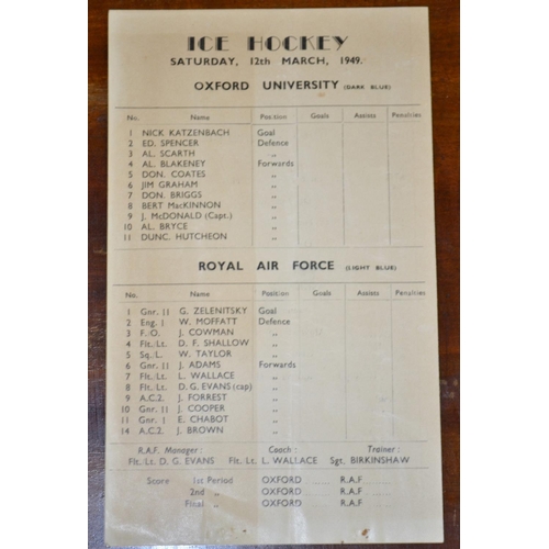 251 - A rare 1949 Ice Hockey programme - Saturday 12th March Oxford University vs Royal Air Force