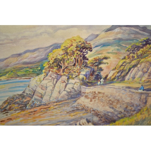 524 - WH Booth (20th C) - 2 large Oak framed watercolours of coastal scenes both signed and dated 1942 - 2... 