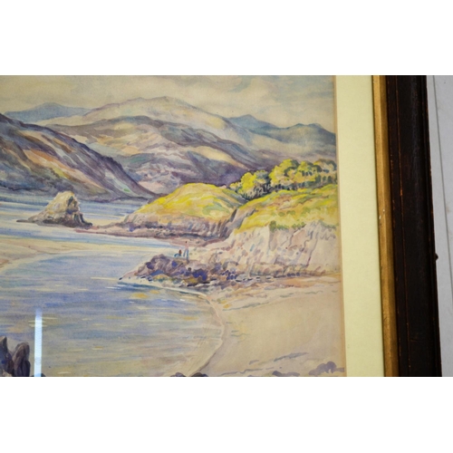 524 - WH Booth (20th C) - 2 large Oak framed watercolours of coastal scenes both signed and dated 1942 - 2... 