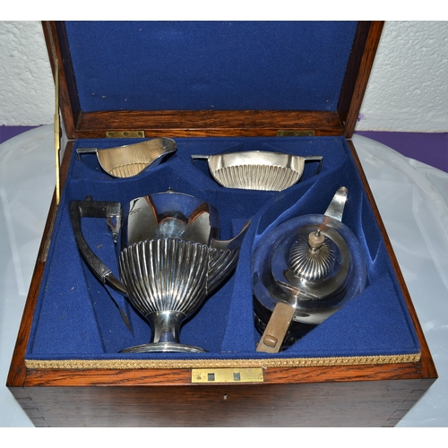 335 - A stunning solid silver 4 piece tea and coffee service contained in a good quality oak campaign box.... 