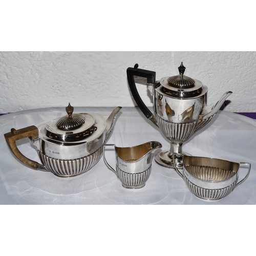 335 - A stunning solid silver 4 piece tea and coffee service contained in a good quality oak campaign box.... 