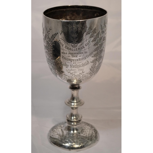 320 - A rare large solid silver trophy - Challenge Cup presented to the Tring Volunteer Rifle Corps by Lad... 