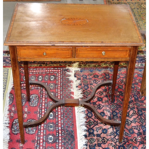20 - An Edwardian Sheraton Revival side table with 2 drawers
