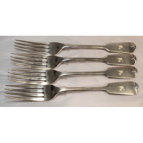 316 - Set of 4 silver dinner forks - London 1901 by Robert Pringle - 10.54 ozt - 8.25