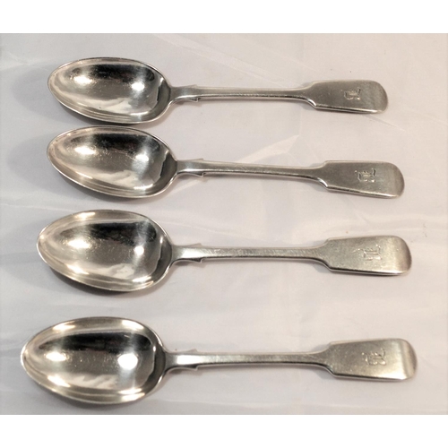 318 - A set of 4 Victorian silver dessert spoons - London 1898 by Josiah Williams & Co - 6.61 ozt - 7.25