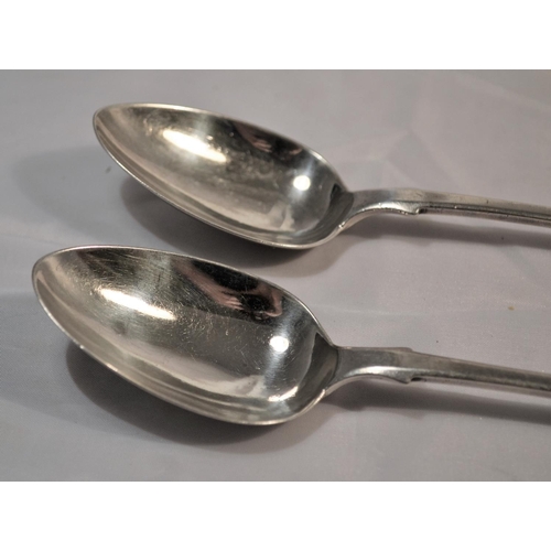 321 - A pair of Victorian silver dessert spoons - London 1857 by William Smily - 3.01 ozt - 7.25