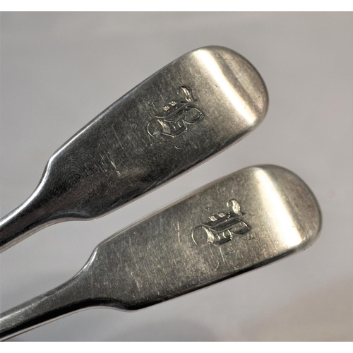 321 - A pair of Victorian silver dessert spoons - London 1857 by William Smily - 3.01 ozt - 7.25