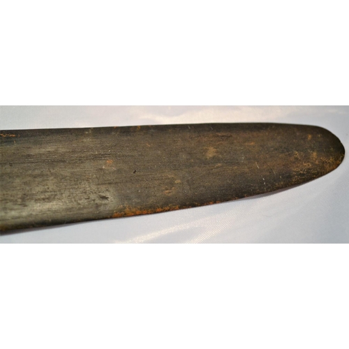 402 - An unusual antique carved wooden tool possibly Maori or South Sea Islands. The handle carved with wa... 