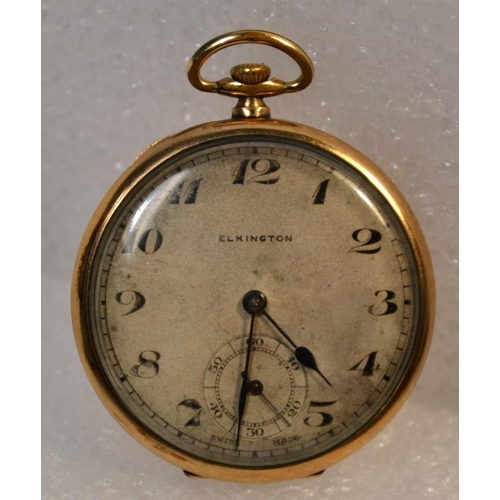 355 - An early 20th century Rolled Gold pocket watch by Elkington in an unusual slim case