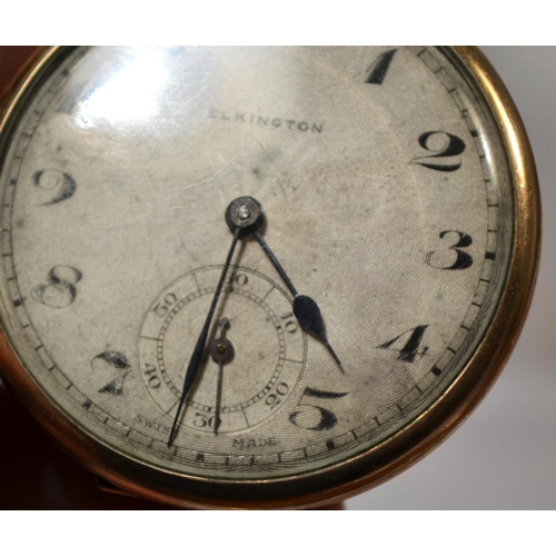 355 - An early 20th century Rolled Gold pocket watch by Elkington in an unusual slim case