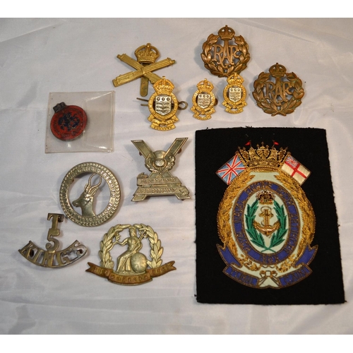 106 - A quantity of British military badges and a patch
