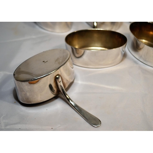 329 - A set of 6 early 20th century miniature silver plated saucepans by Christofle of France