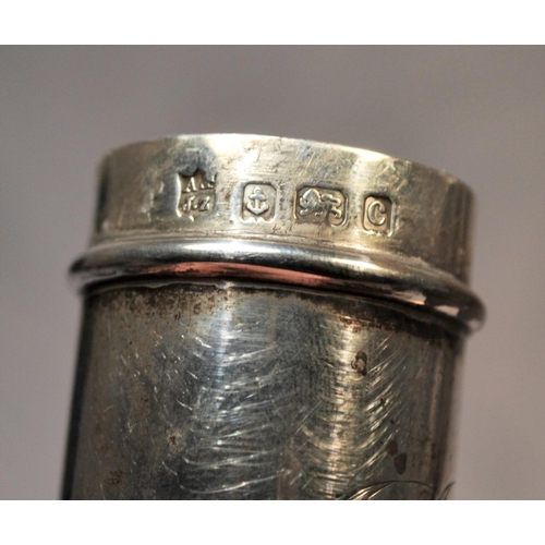 308 - A rare solid silver cased travelling shaving brush - Birmingham 1902 by A & J Zimmerman - 3.25