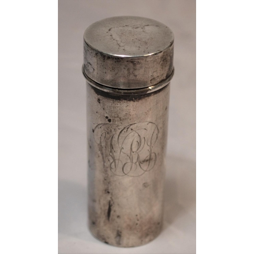 308 - A rare solid silver cased travelling shaving brush - Birmingham 1902 by A & J Zimmerman - 3.25