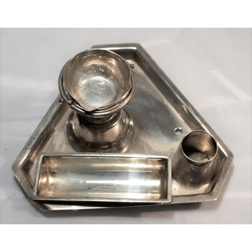 313 - A rare silver desktop item believed to be for melting sealing wax - Match striker, wax tray and cruc... 