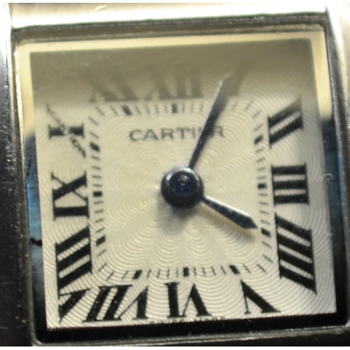 350 - A Genuine Cartier Tank Francaise 2301 ladies wristwatch with a steel strap and sapphire crystal wind... 