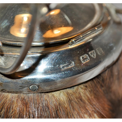 378 - A silver mounted horses hoof inkwell and pen rack - Chester 1935 possibly by Samson Mordan (mark obs... 