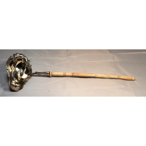 386 - A 19th century white metal punch ladle with an Ivory handle - unmarked - Approx 13.5