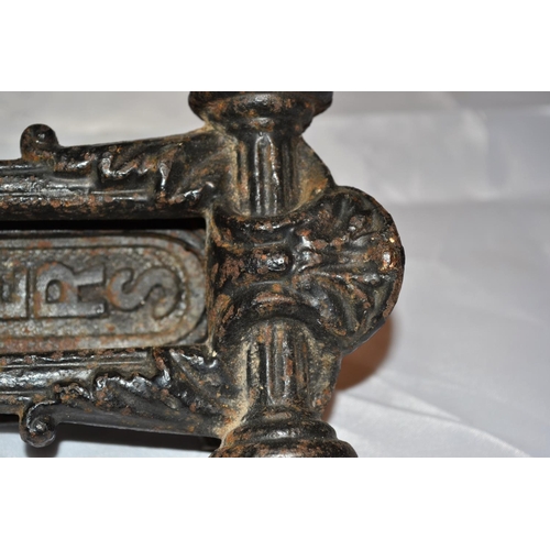 387 - A Victorian Kenrick & Sons No 422 cast iron door knocker and letter box formed as a Bat