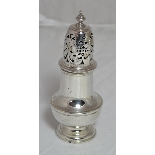 398 - A silver baluster pepper pot - London 1726 by John Hugh le Sage