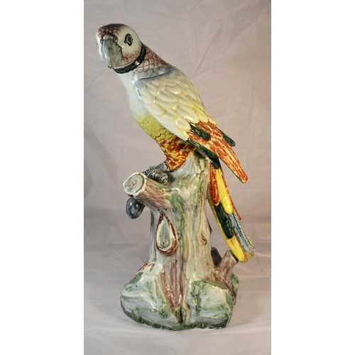 417 - A large Dutch delft figure of a parrot c.1870 - cost £650 in 1997. Approx 18