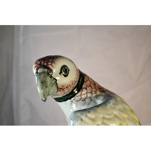 417 - A large Dutch delft figure of a parrot c.1870 - cost £650 in 1997. Approx 18