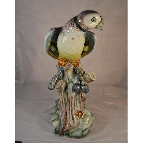 417 - A large Dutch delft figure of a parrot c.1870 - cost £650 in 1997. Approx 18