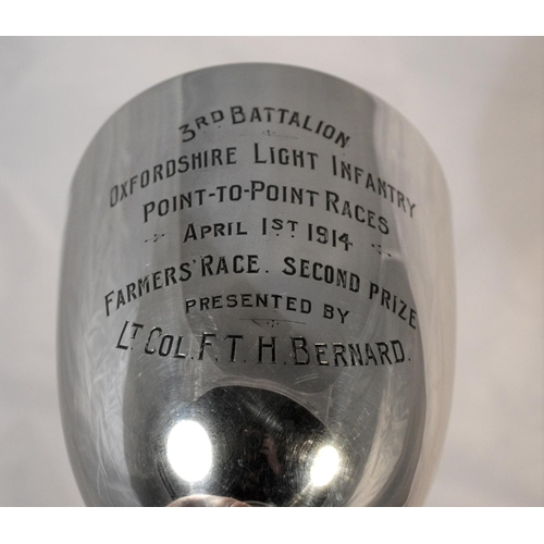 432 - A solid silver trophy presented by Lt Col FTH Bernard of the 3rd Batt Oxfordshire Light Infantry for... 