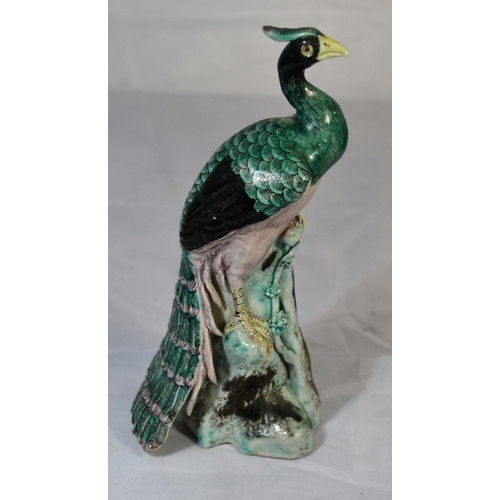 433 - A vintage pottery model of a peacock - possibly Chinese