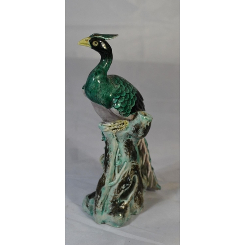 433 - A vintage pottery model of a peacock - possibly Chinese