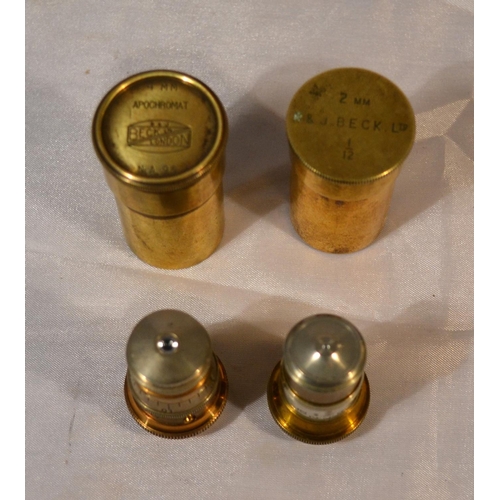 436 - 2 antique Beck of London microscope lenses