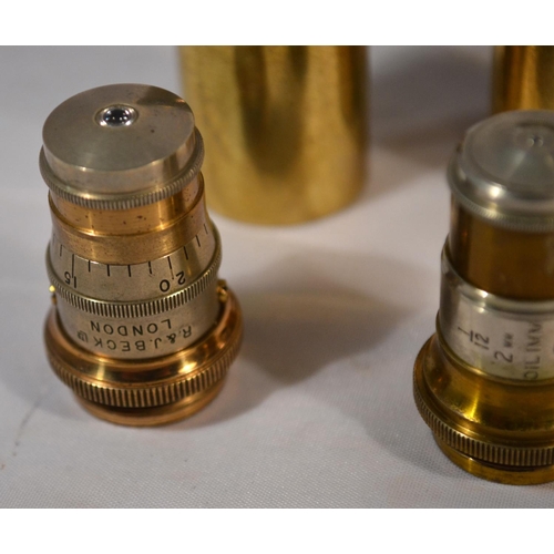 436 - 2 antique Beck of London microscope lenses