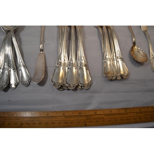 365 - An extensive OKA 835 German silver cutlery setting for 6 people - Weighable silver 59.16 ozt (exclud... 