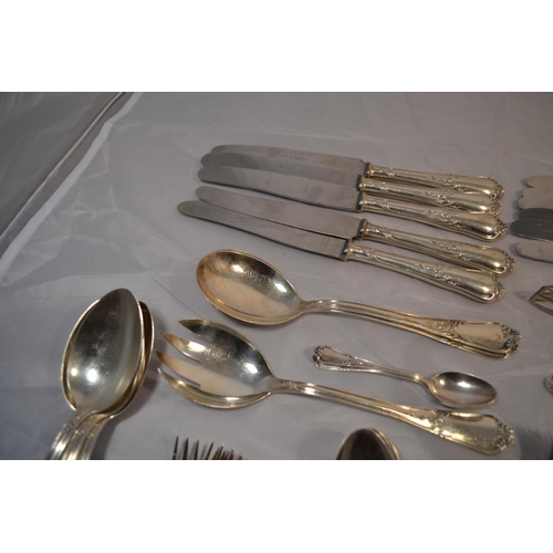 365 - An extensive OKA 835 German silver cutlery setting for 6 people - Weighable silver 59.16 ozt (exclud... 