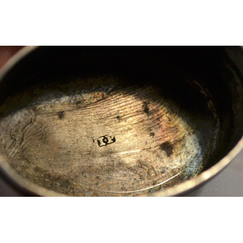 441 - A small white metal box simply struck with a makers mark - possibly colonial - approx 2