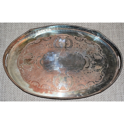 115 - A large silver plated tray given to Sqn Leader J Mitchell by the officers of RAF Northolt in 1974