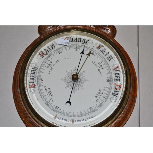 508 - A 1920's Oak Aneroid wall barometer