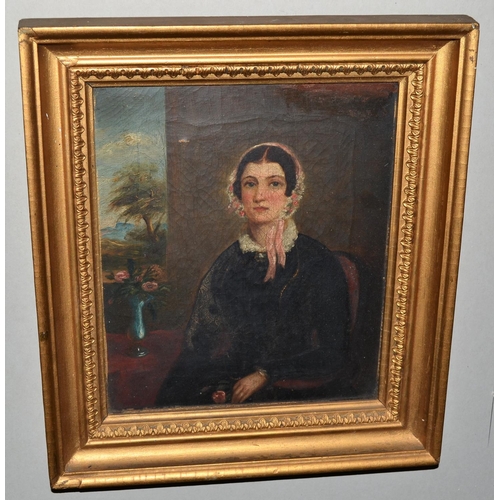 511 - A small Oil on Canvas portrait of a 19th century woman -  unsigned - 15