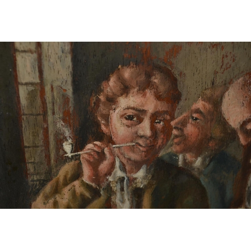 516 - A small 19th century oil on board of a gentleman in a Tavern scene - unsigned - 9.5