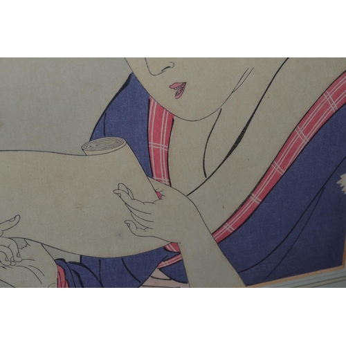 518 - A pair of Japanese woodblock prints of Geisha by Utamaro  21