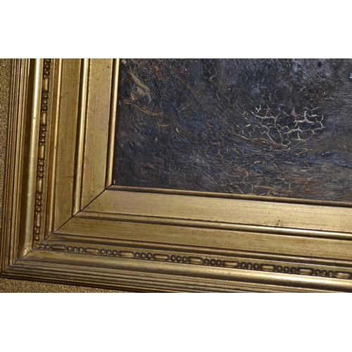 519 - A large 19th century gilt framed Oil on Canvas of a river indistinctly signed E H..... - 32