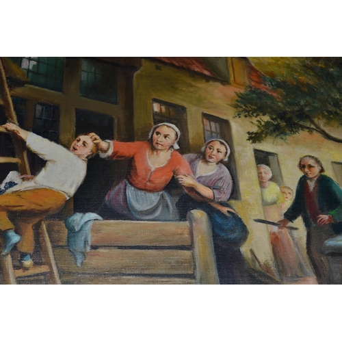 528 - A large oil on canvas of a Continental village scene signed J Ceulemans - 31