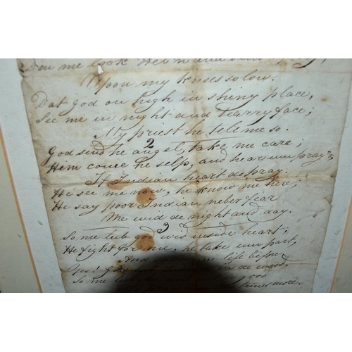 539 - An 18th/19th century hand written poem entitled 