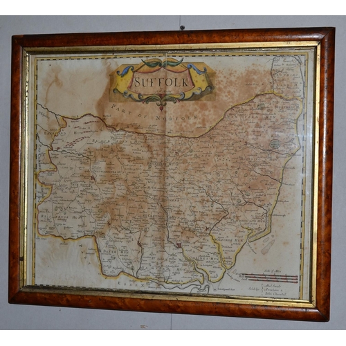 546 - A 17th century map of Suffolk by Robert Morden - 19.5