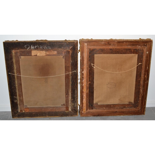 547 - A pair of 19th century Irish oil on canvas portraits in highly decorative gilt frames - George Meare... 