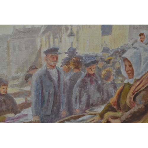 564 - Anker Norgaard (20thC) - A large oil on canvas of a fish market - 39